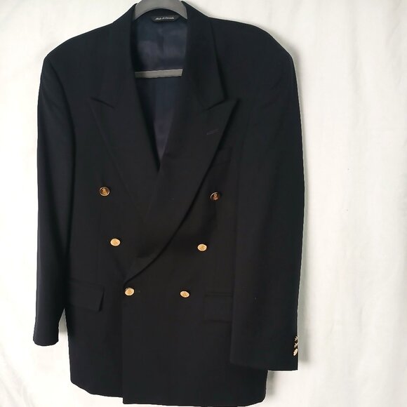 Black Double-Breasted Suit Jacket - 39 S - Picture 1 of 7
